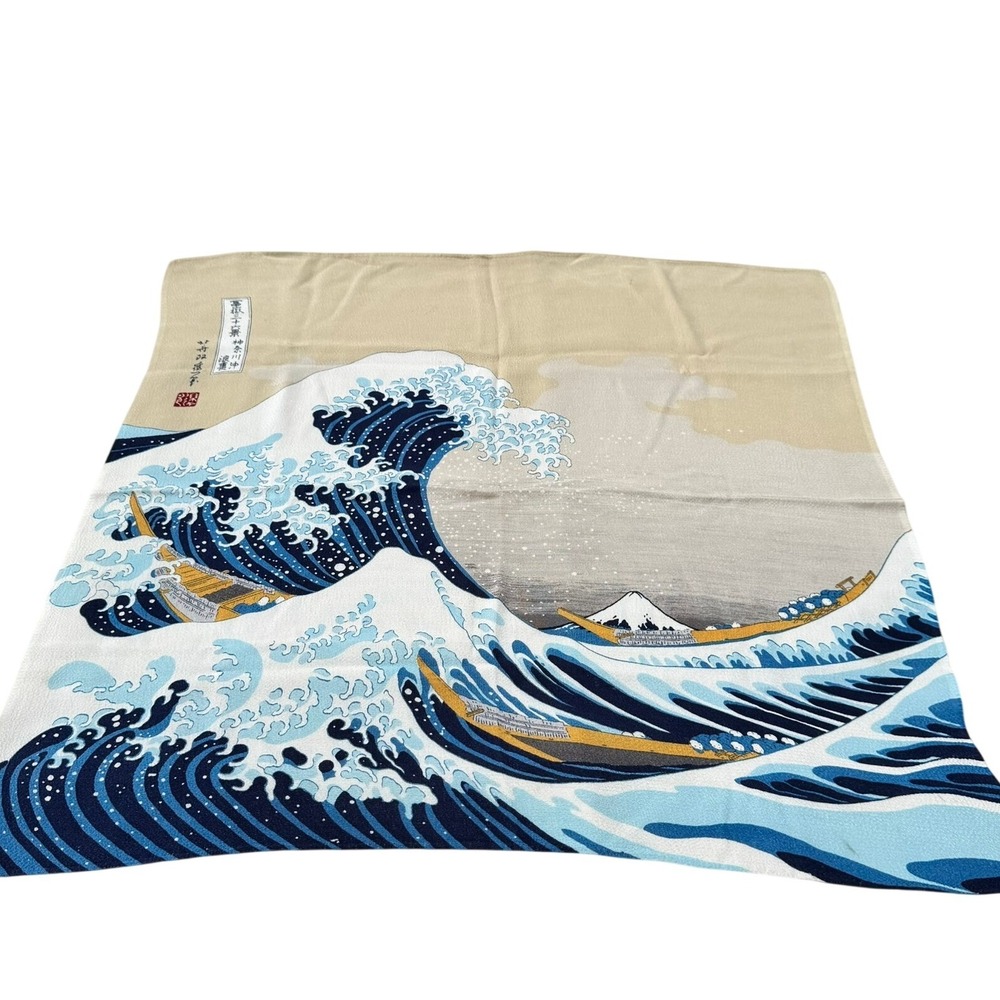 Square Scarf or Wall Art The Great Wave off Kanagawa Hokusai Japanese Furoshiki
